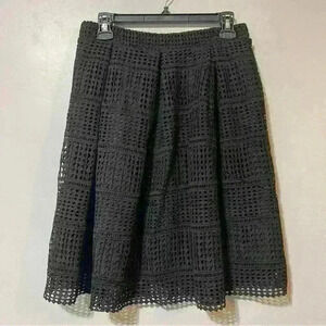 MIAMI BLACK LACE OVERLAY MIDI PLEATED SKIRT SIZE L CROCHET